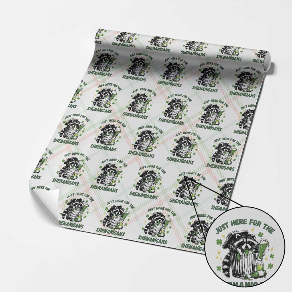 Funny Raccoon St Patricks Day Meme Wrapping Paper Roll Trash Panda Just Here For The Shenanigans TS14 Christmas Plaid Print Your Wear