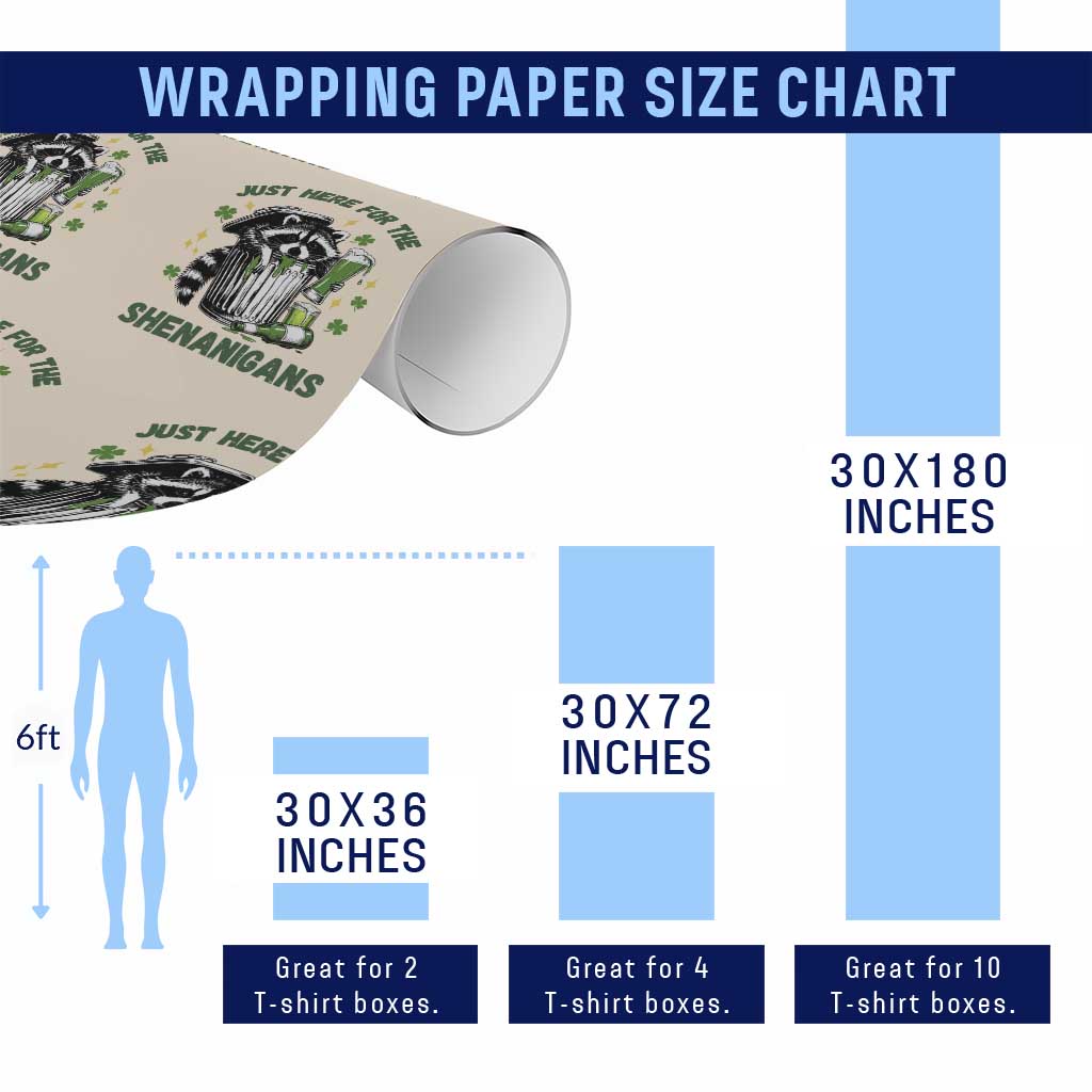 Funny Raccoon St Patricks Day Meme Wrapping Paper Roll Trash Panda Just Here For The Shenanigans TS14 Print Your Wear