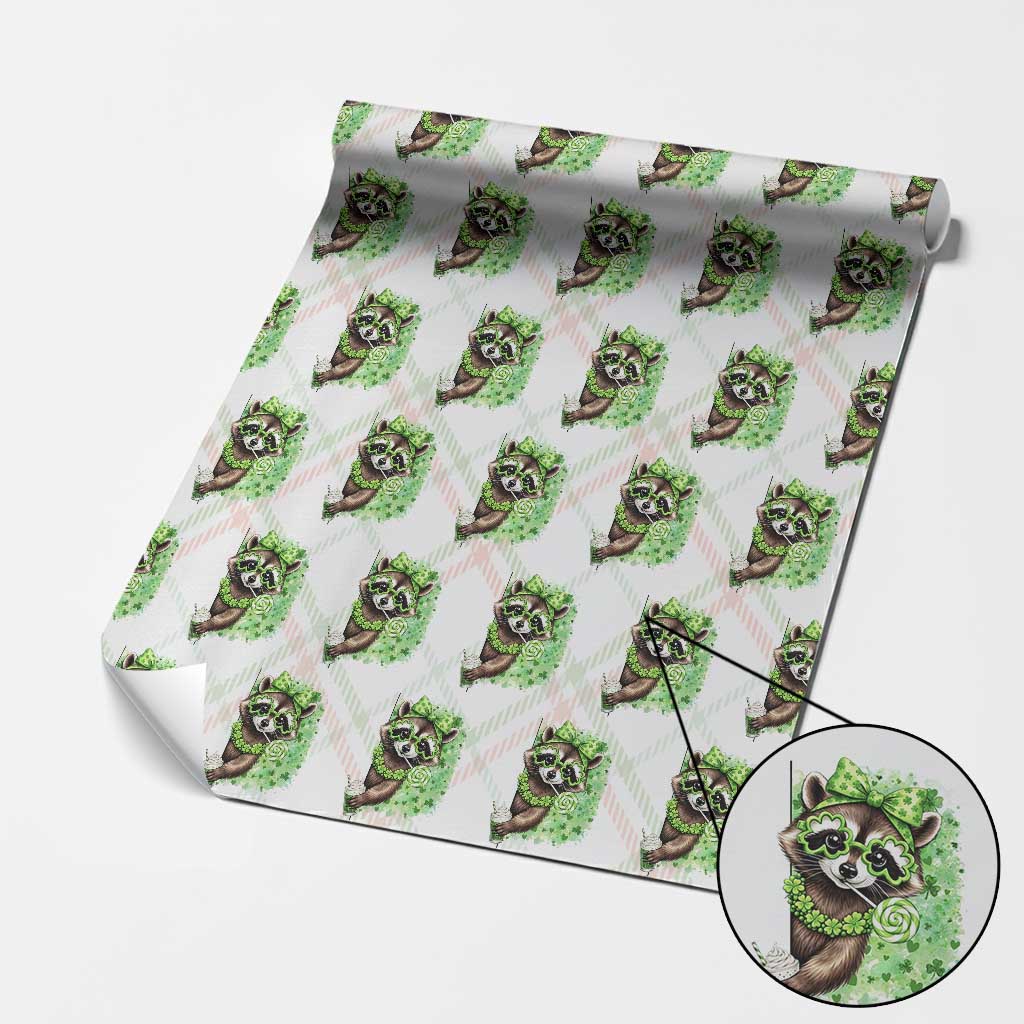 Funny Raccoon St Patricks Day Wrapping Paper Roll Irish Party Animal Gift TS12 Christmas Plaid Print Your Wear