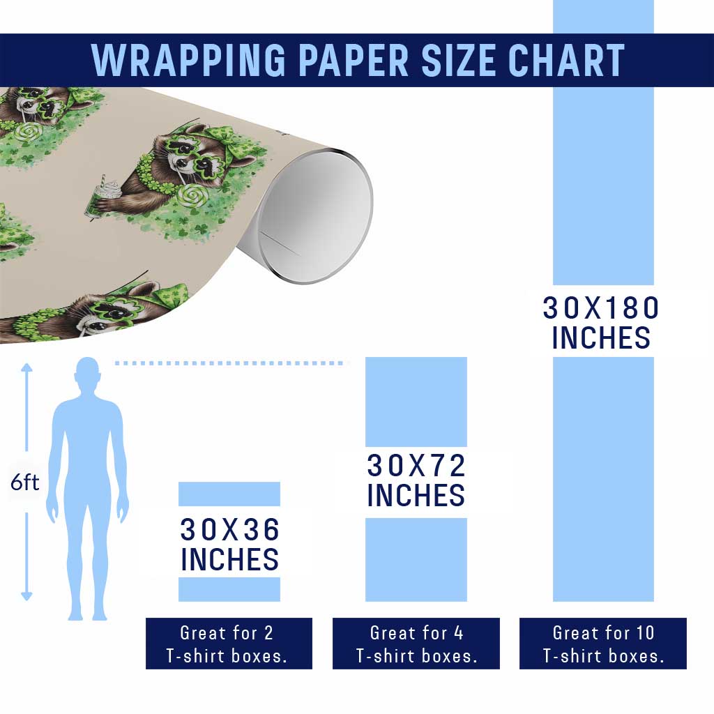 Funny Raccoon St Patricks Day Wrapping Paper Roll Irish Party Animal Gift TS12 Print Your Wear
