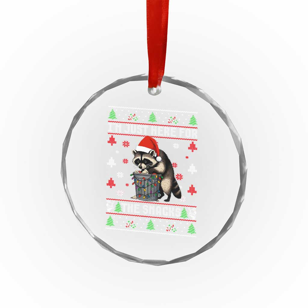 Funny Raccoon Ugly Christmas Crystal Glass Ornament I'm Just Here for The Snacks Cute Trash Panda TS10 Print Your Wear