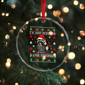 Funny Raccoon Ugly Christmas Crystal Glass Ornament I'm Just Here for The Snacks Cute Trash Panda TS10 Print Your Wear
