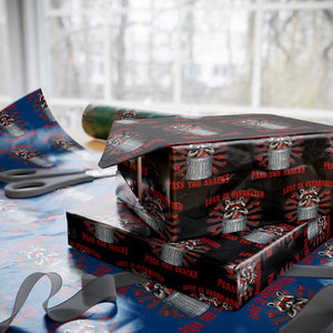 Funny Raccoon Valentine Wrapping Paper Roll Love Is Overrated Pass The Snacks TS11 Black Print Your Wear