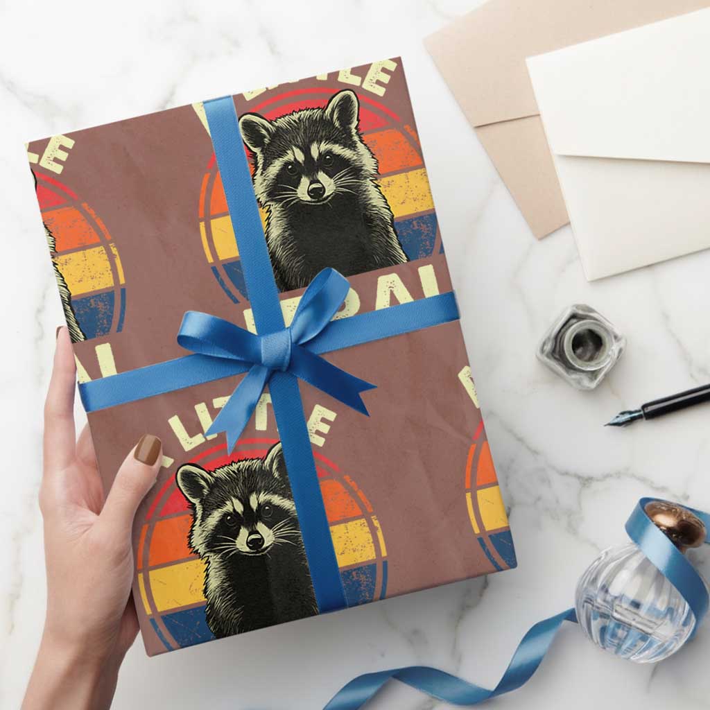 Funny Raccoon Wrapping Paper Roll A Little Feral Trash Panda Meme Retro TS02 Mocha Print Your Wear