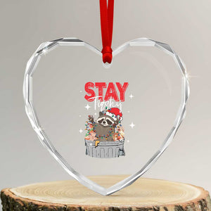 Funny Raccoon Xmas Heart Crystal Glass Ornament Stay Trashy Garbage Trashin Santa Hat TS09 Transparent Glass 3'' Heart Print Your Wear
