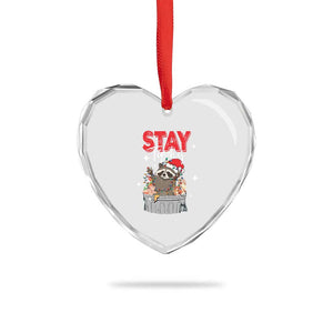Funny Raccoon Xmas Heart Crystal Glass Ornament Stay Trashy Garbage Trashin Santa Hat TS09 Print Your Wear