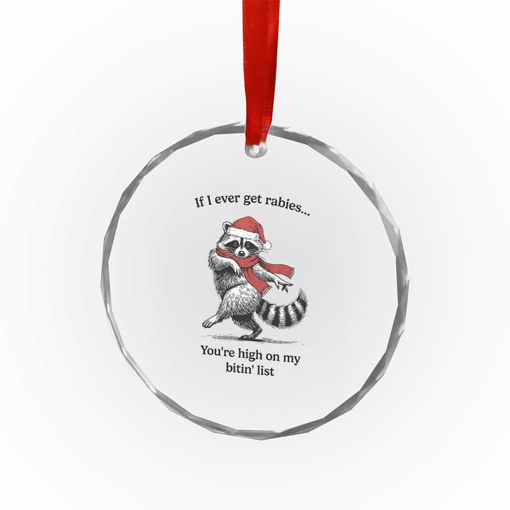 Funny Racoon Christmas Crystal Glass Ornament If I Ever Get Rabies You're High On My Bitting List TS14 Print Your Wear