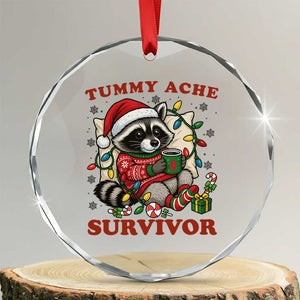 Funny Racoon Christmas Meme Crystal Glass Ornament Tummy Ache Survivor TS14 Transparent Glass 3'' Circle Print Your Wear
