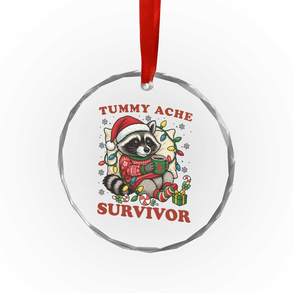 Funny Racoon Christmas Meme Crystal Glass Ornament Tummy Ache Survivor TS14 Print Your Wear