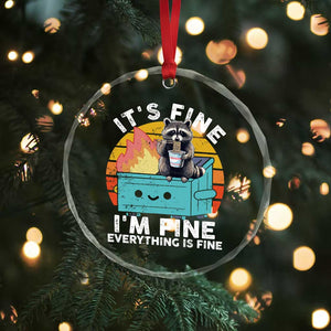 Funny Racoon Crystal Glass Ornament Eating Instant Noodle Cup Dumpster Fire Everything Is Fine Meme TS10 Print Your Wear
