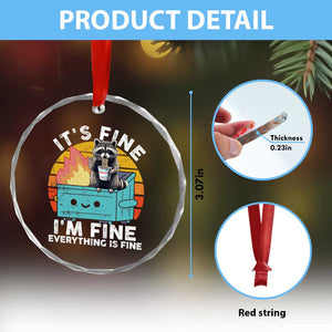 Funny Racoon Crystal Glass Ornament Eating Instant Noodle Cup Dumpster Fire Everything Is Fine Meme TS10 Print Your Wear