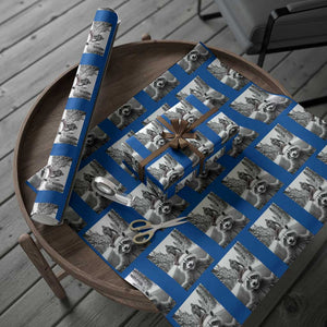 Funny Racoon With Bigfoot Selfie Christmas Wrapping Paper Roll TS14 Blue Print Your Wear