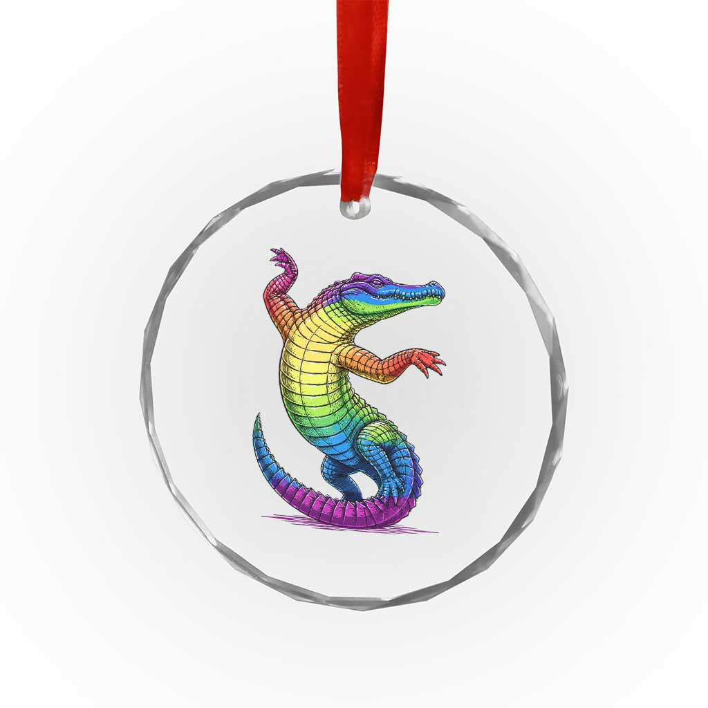 Funny Rainbow Gator LGBTQ Pride Support Crystal Glass Ornament TS12 Print Your Wear