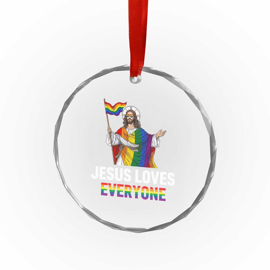 Funny Rainbow Jesus Loves Everyone Crystal Glass Ornament Religious LGBTQ Support TS12 Print Your Wear