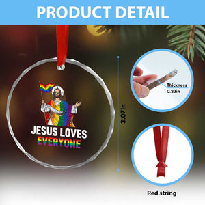 Funny Rainbow Jesus Loves Everyone Crystal Glass Ornament Religious LGBTQ Support TS12 Print Your Wear