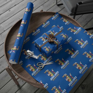 Funny Rainbow Jesus Loves Everyone Wrapping Paper Roll Religious LGBTQ Support