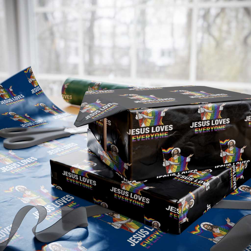 Funny Rainbow Jesus Loves Everyone Wrapping Paper Roll Religious LGBTQ Support