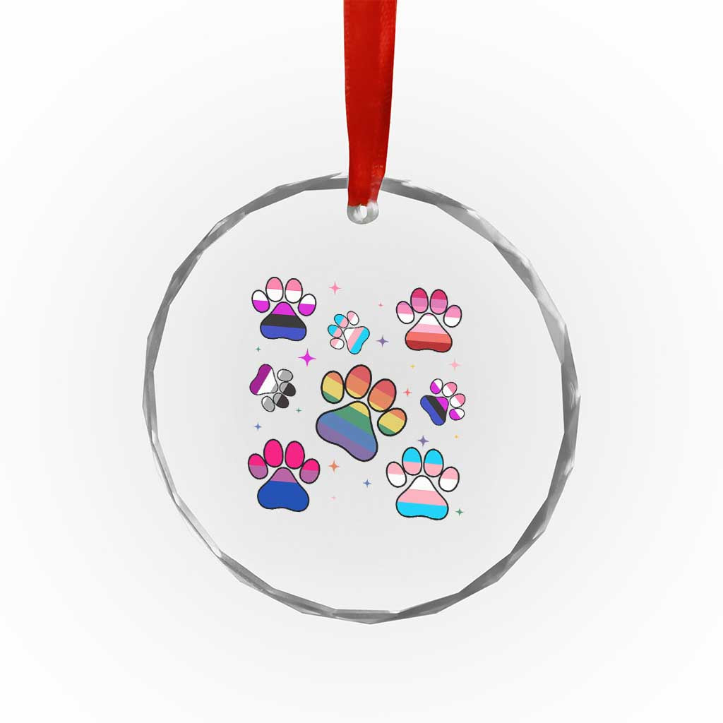 Funny Rainbow Paw Print Pride Crystal Glass Ornament LGBTQ Pet Lover TS12 Print Your Wear