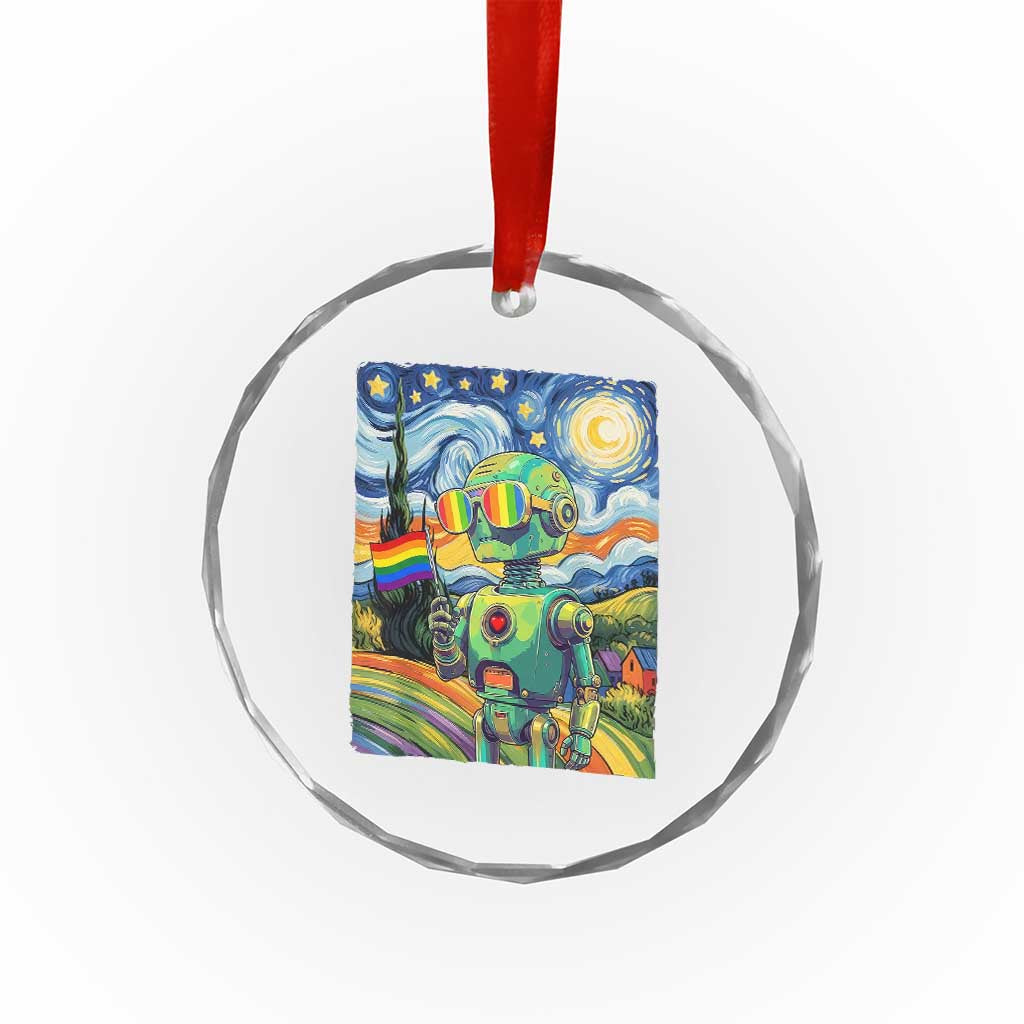 Funny Rainbow Starry Night Robot Pride Crystal Glass Ornament LGBTQ Geeky Gift TS12 Print Your Wear