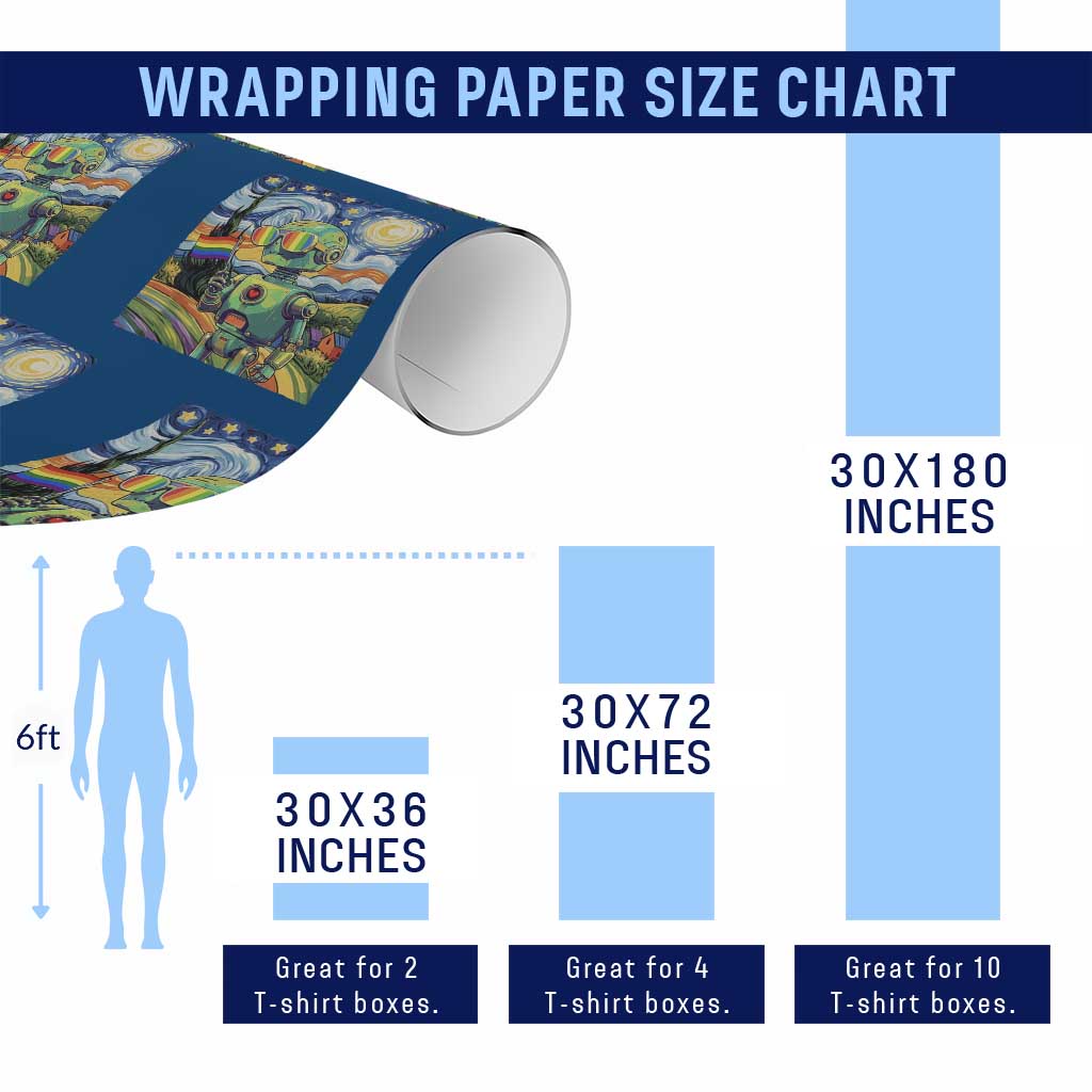 Funny Rainbow Starry Night Robot Pride Wrapping Paper Roll LGBTQ Geeky Gift TS12 Print Your Wear