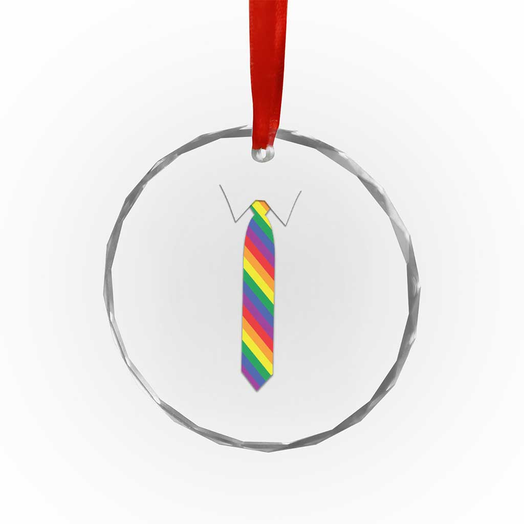 Funny Rainbow Striped Necktie Crystal Glass Ornament LGBT Pride Support Graphic TS12 Print Your Wear