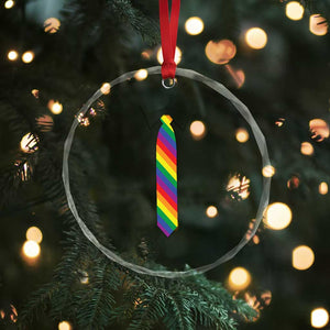 Funny Rainbow Striped Necktie Crystal Glass Ornament LGBT Pride Support Graphic TS12 Print Your Wear