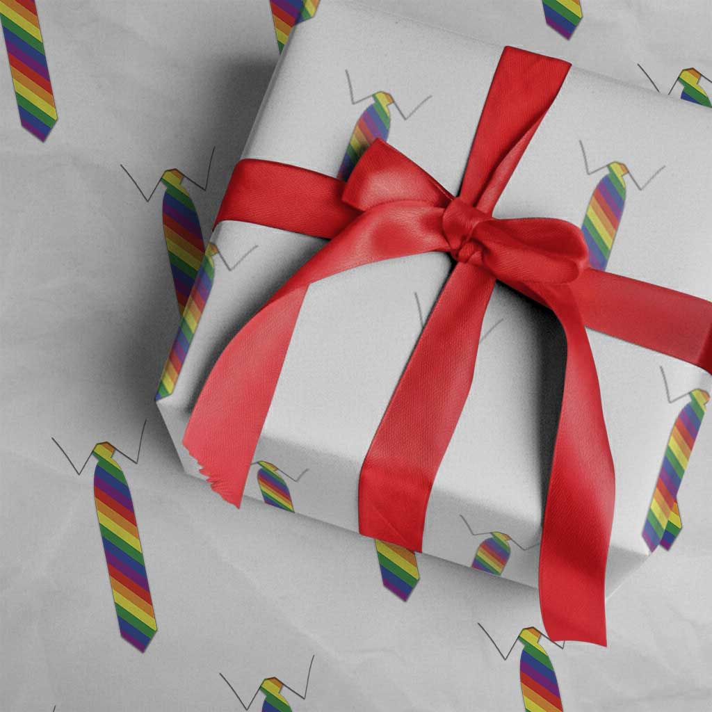 Funny Rainbow Striped Necktie Wrapping Paper Roll LGBT Pride Support Graphic TS12 White Print Your Wear