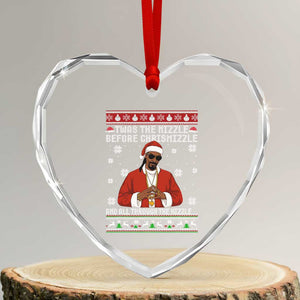 Funny Rapper Christmas Heart Crystal Glass Ornament Gangsta Twas the Nizzle Before Chrismizzle Ugly Xmas TS10 Transparent Glass 3'' Heart Print Your Wear
