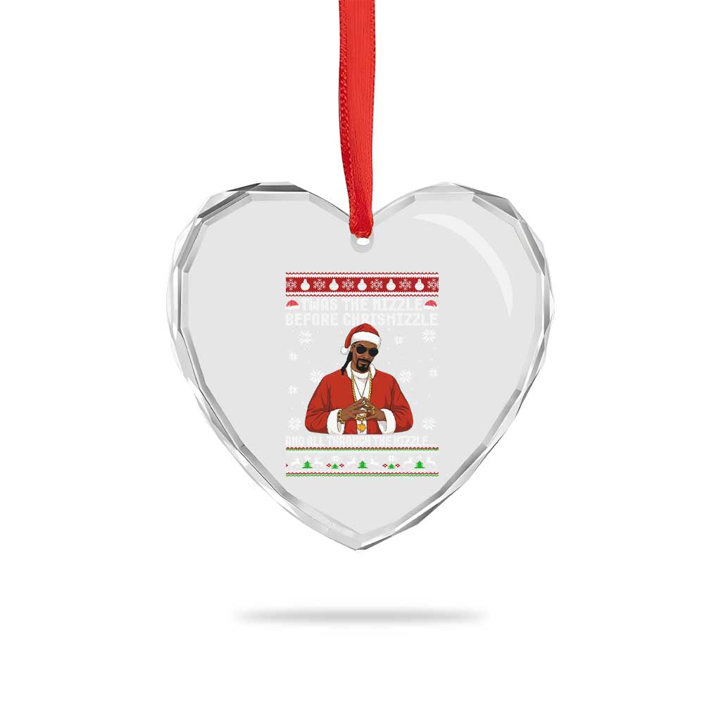 Funny Rapper Christmas Heart Crystal Glass Ornament Gangsta Twas the Nizzle Before Chrismizzle Ugly Xmas TS10 Print Your Wear