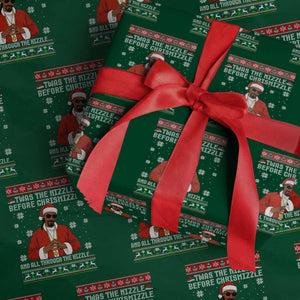 Funny Rapper Christmas Wrapping Paper Roll Gangsta Twas the Nizzle Before Chrismizzle Ugly Xmas TS10 Green Print Your Wear