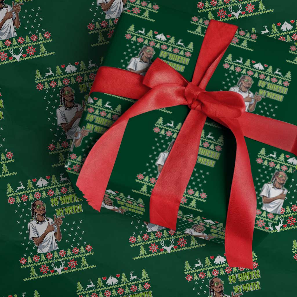 Funny Rapper Meme Xmas Wrapping Paper Roll Fo Shizzle My Nizzle TS02 Green Print Your Wear