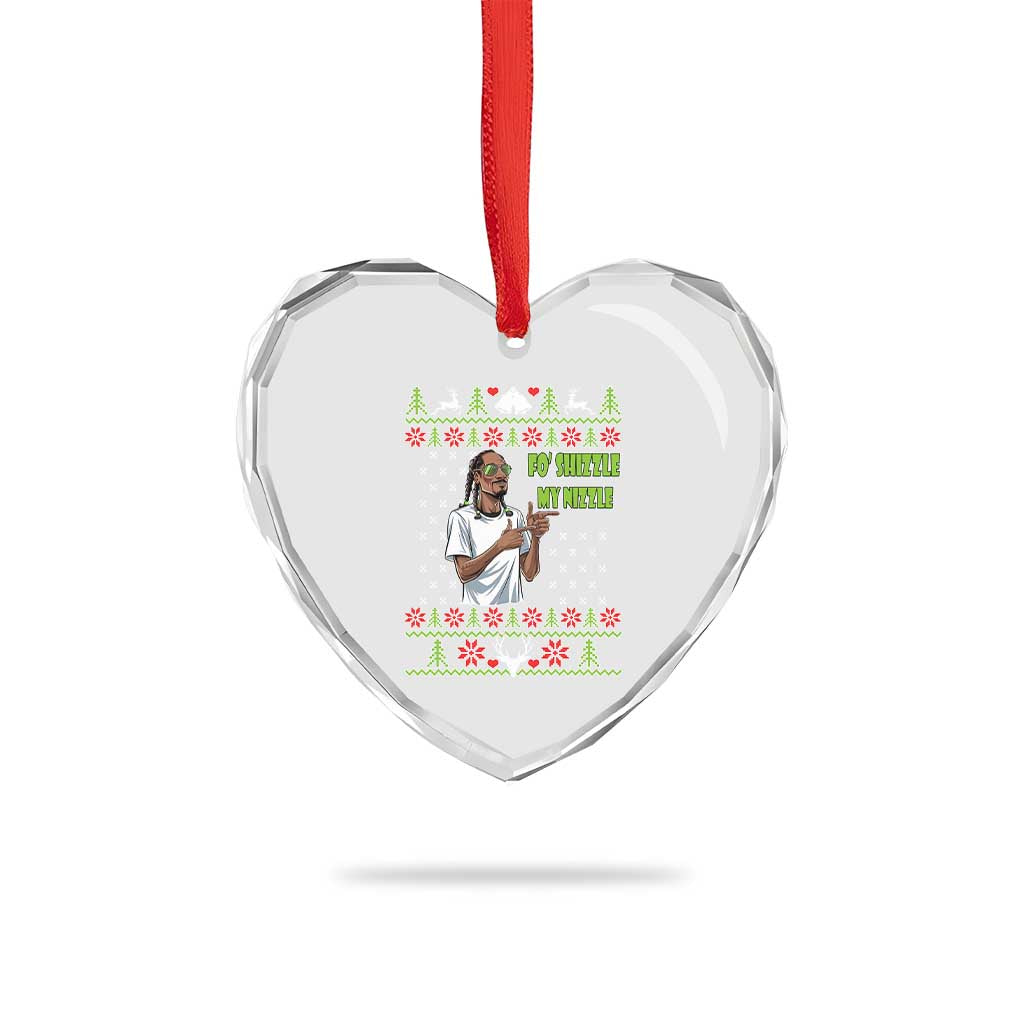Funny Rapper Meme Xmas Heart Crystal Glass Ornament Fo Shizzle My Nizzle TS02 Print Your Wear