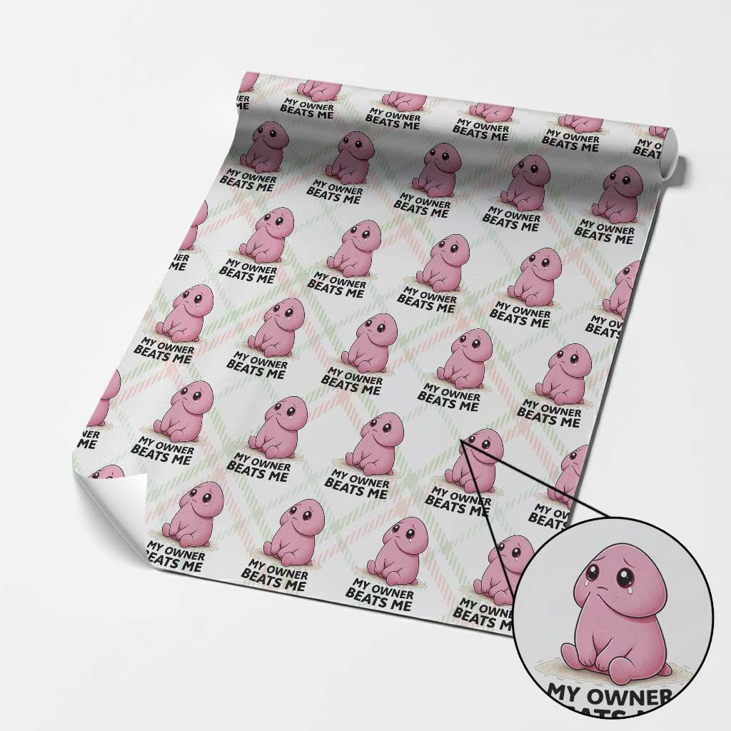 Funny Raunchy Meme My Owner Beats Me Wrapping Paper Roll Sarcastic Adult Gag Gift TS12 Christmas Plaid Print Your Wear