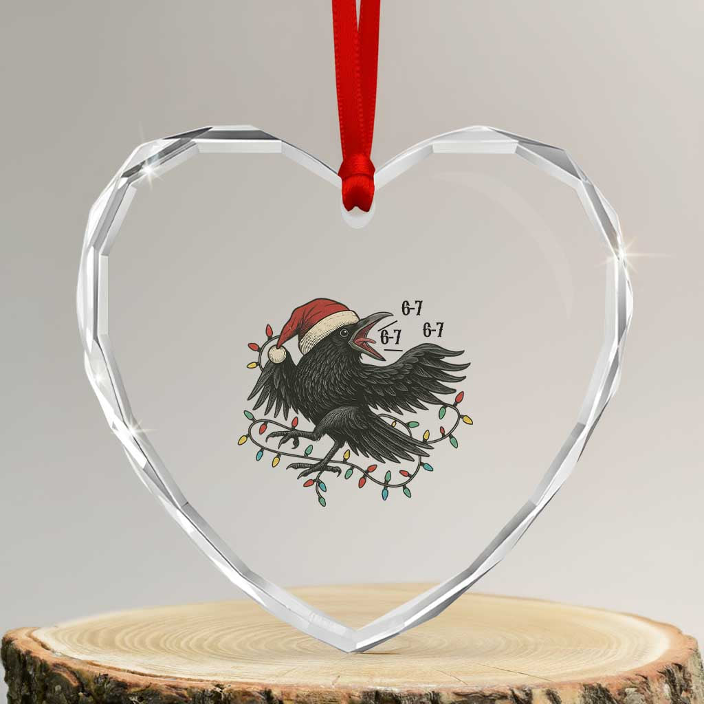 Funny Raven Six Seven Meme Heart Crystal Glass Ornament Christmas Gift For Gen Z TS12 Transparent Glass 3'' Heart Print Your Wear