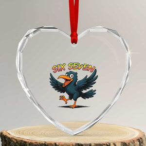 Funny Raven Six Seven Meme Trending Gift Heart Crystal Glass Ornament TS12 Transparent Glass 3'' Heart Print Your Wear