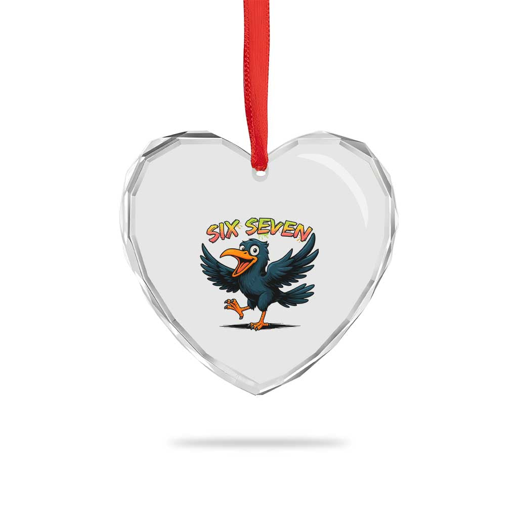 Funny Raven Six Seven Meme Trending Gift Heart Crystal Glass Ornament TS12 Print Your Wear