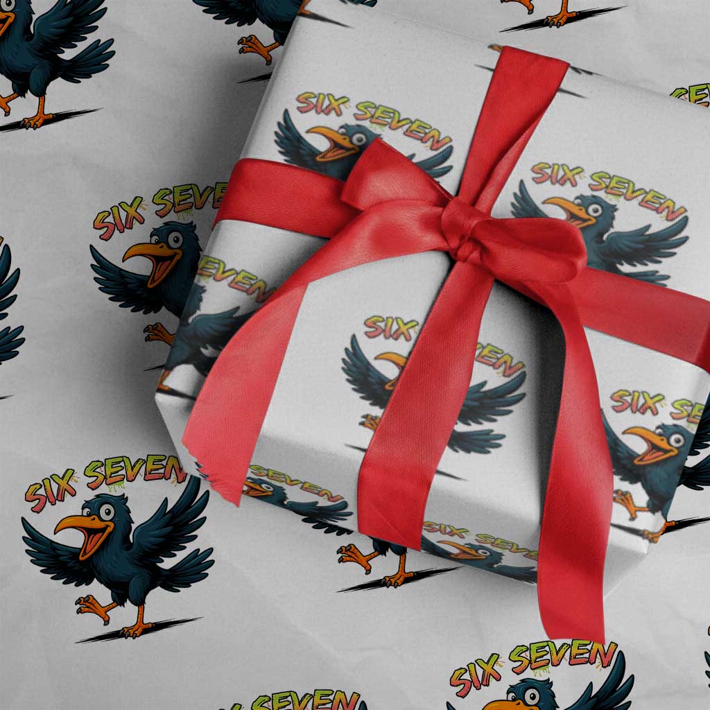 Funny Raven Six Seven Meme Trending Gift Wrapping Paper Roll TS12 White Print Your Wear