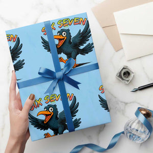 Funny Raven Six Seven Meme Trending Gift Wrapping Paper Roll TS12 Light Blue Print Your Wear