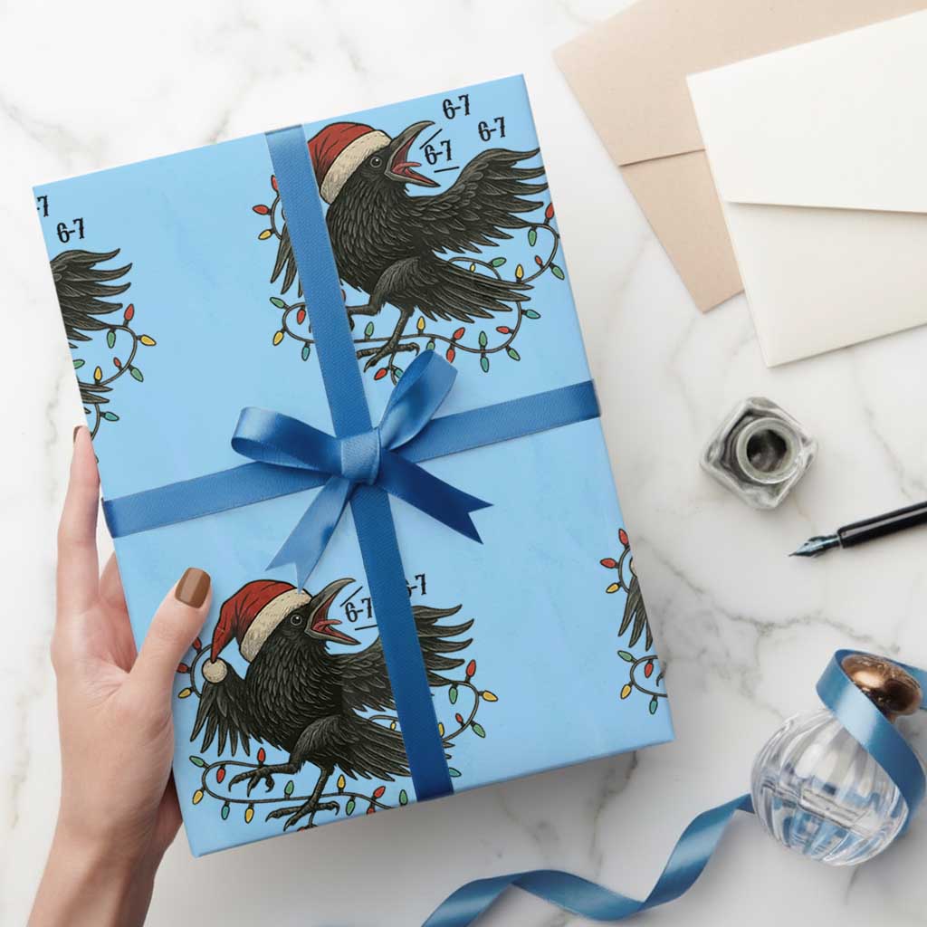 Funny Raven Six Seven Meme Wrapping Paper Roll Christmas Gift For Gen Z TS12 Light Blue Print Your Wear