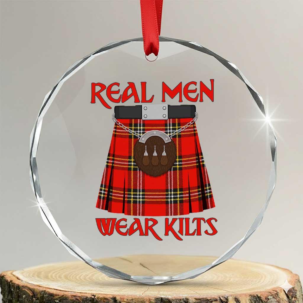 Funny Real Men Wear Kilts Crystal Glass Ornament Scottish Pride TS11 Transparent Glass 3'' Circle Print Your Wear