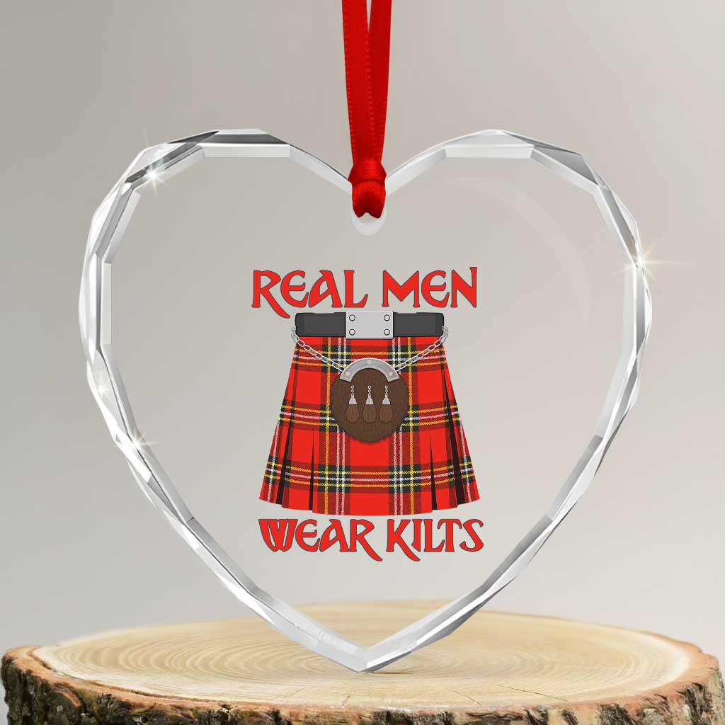 Funny Real Men Wear Kilts Heart Crystal Glass Ornament Scottish Pride TS11 Transparent Glass 3'' Heart Print Your Wear
