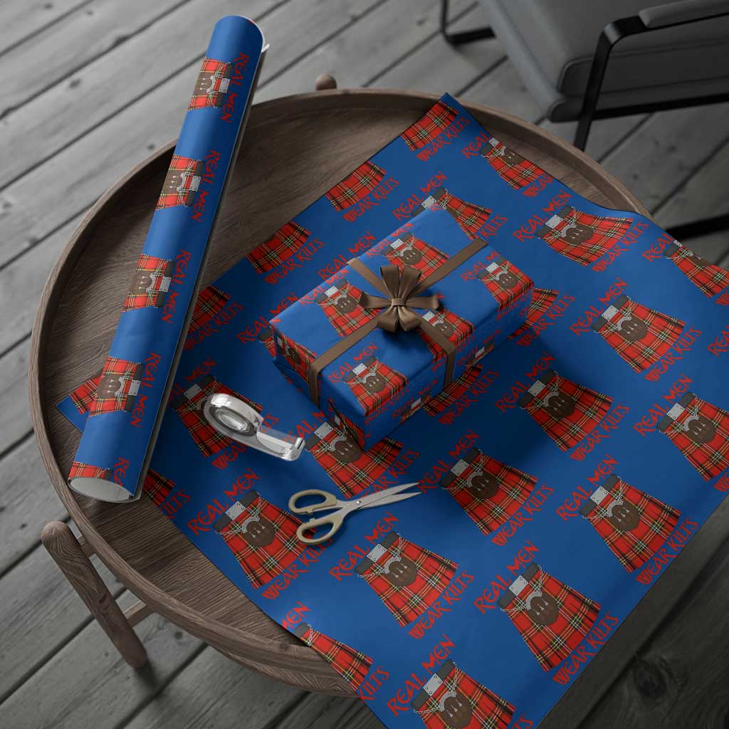 Funny Real Men Wear Kilts Wrapping Paper Roll Scottish Pride TS11 Blue Print Your Wear