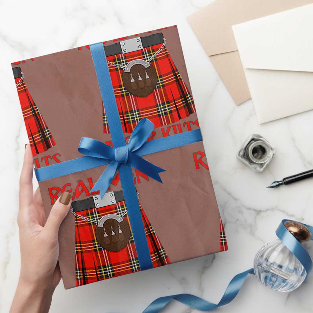 Funny Real Men Wear Kilts Wrapping Paper Roll Scottish Pride TS11 Mocha Print Your Wear