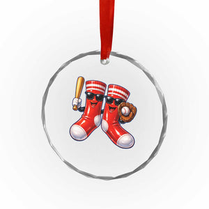 Funny Red Socks Playing Baseball Graphic Sport Game Day Crystal Glass Ornament TS11 Print Your Wear