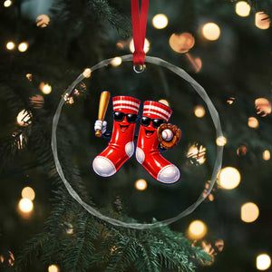 Funny Red Socks Playing Baseball Graphic Sport Game Day Crystal Glass Ornament TS11 Print Your Wear