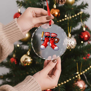 Funny Red Socks Playing Baseball Graphic Sport Game Day Crystal Glass Ornament TS11 Print Your Wear