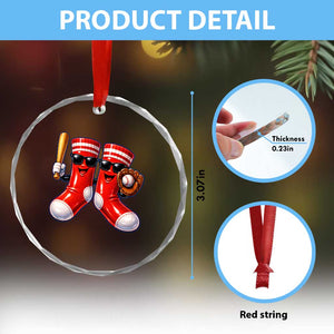 Funny Red Socks Playing Baseball Graphic Sport Game Day Crystal Glass Ornament TS11 Print Your Wear