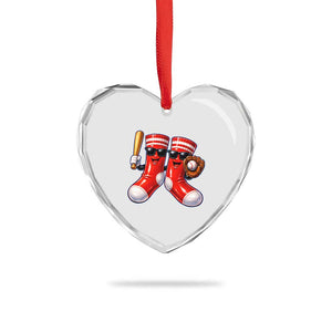 Funny Red Socks Playing Baseball Graphic Sport Game Day Heart Crystal Glass Ornament TS11 Print Your Wear