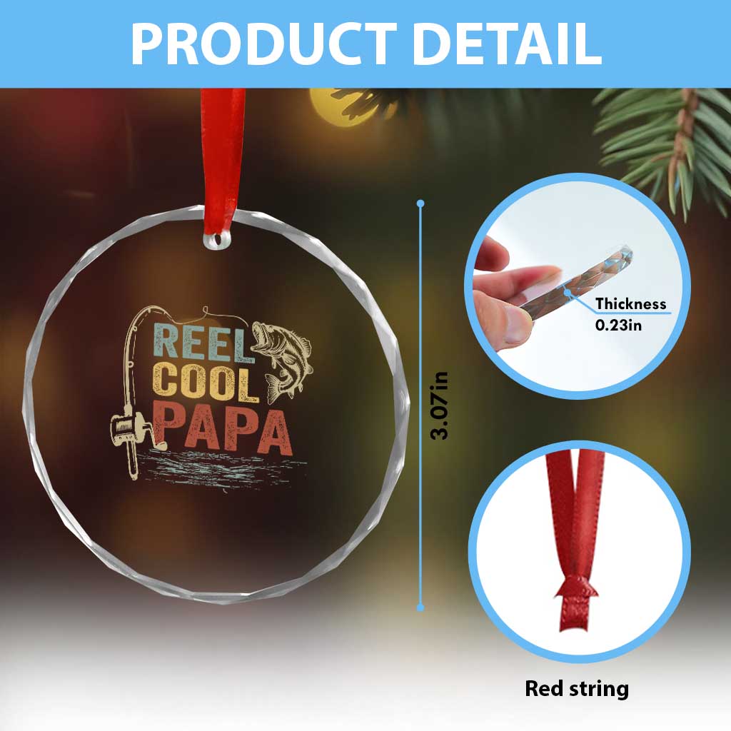 Funny Reel Cool Papa Crystal Glass Ornament Fishing Dad Fisherman Father's Day TS11 Print Your Wear