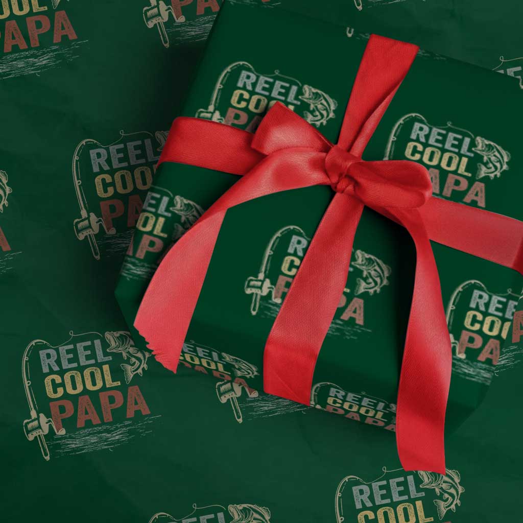 Funny Reel Cool Papa Wrapping Paper Roll Fishing Dad Fisherman Father's Day TS11 Green Print Your Wear